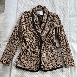 Frame Denim Brown and Black Leopard Print Blazer